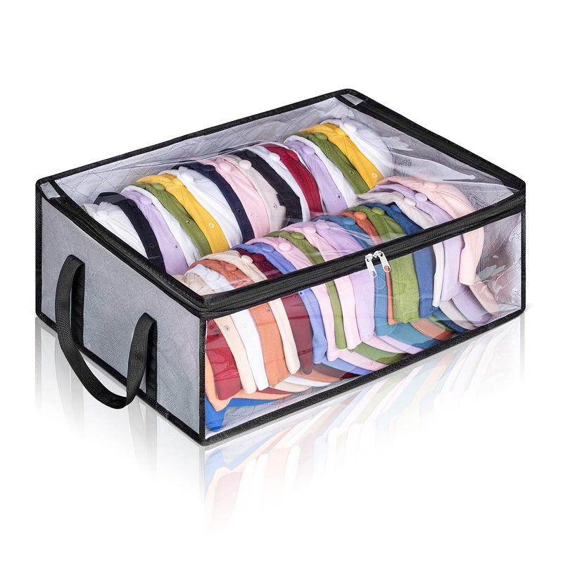 AOODA Hat Storage for Baseball Caps, Large Holds up to 40 Caps Wide Hat Organizer for Closet Snapback Holder, Grey - Image 1